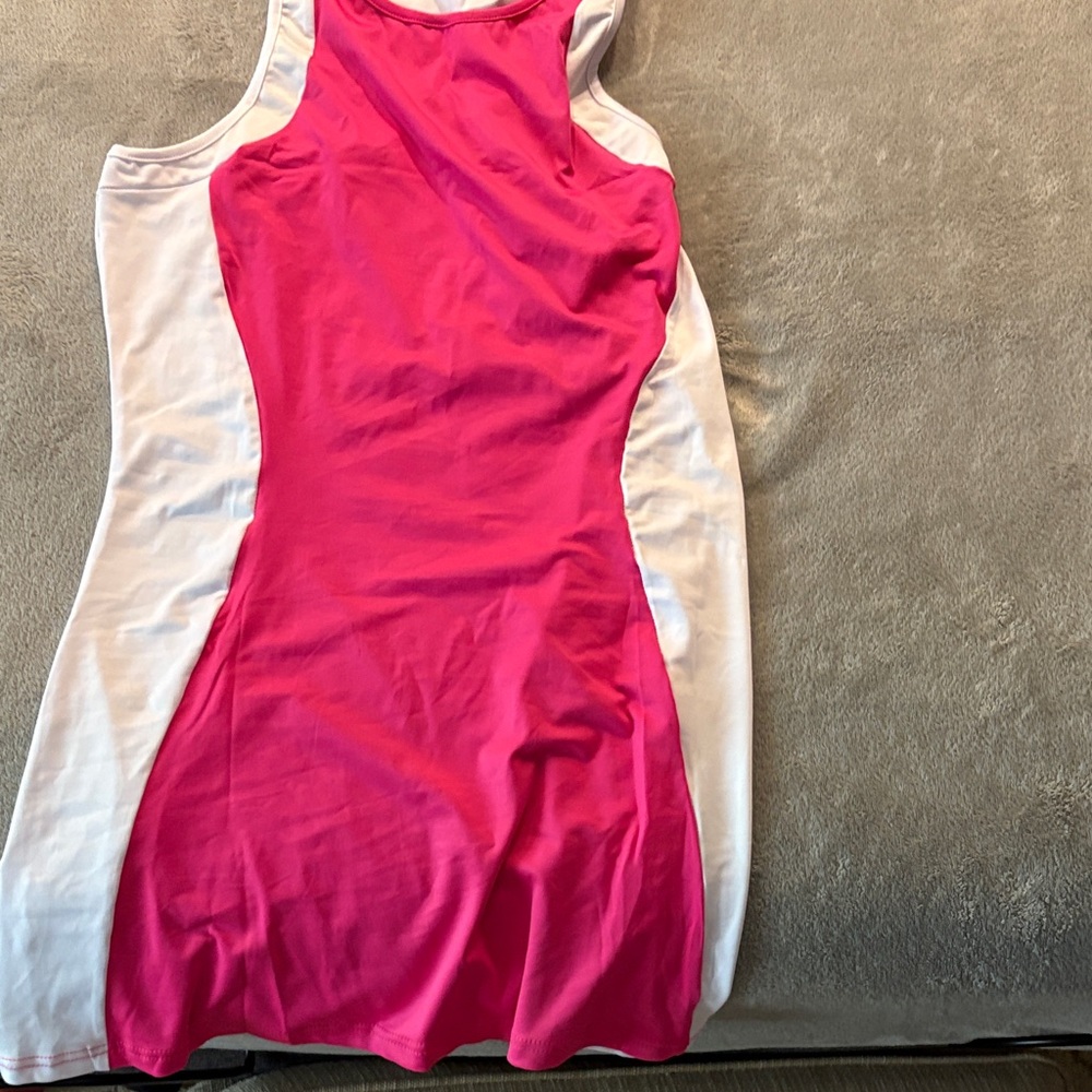 Pink and White Sleeveless Dress